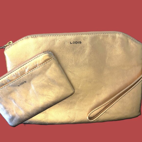 Lodis Clutch and Lodis Card Key Holder Metallic Gold Hardware NWOT - Picture 6 of 10